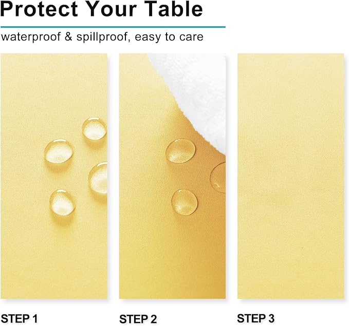 Hiasan Light Yellow Tablecloth for Rectangle Tables - Waterproof and Spillproof Washable Fabric Table Cloth for Dining Room Kitchen Party, 60 x 120 Inch