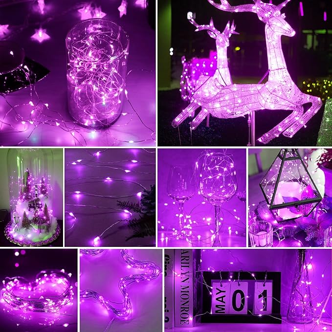 pozzolanas 12 Pack Pink Battery Operated String Lights - 7ft Waterproof Fairy Lights with 20 LEDs for Home, Mason Jar, Party, Wedding, Halloween, Christmas Decorations