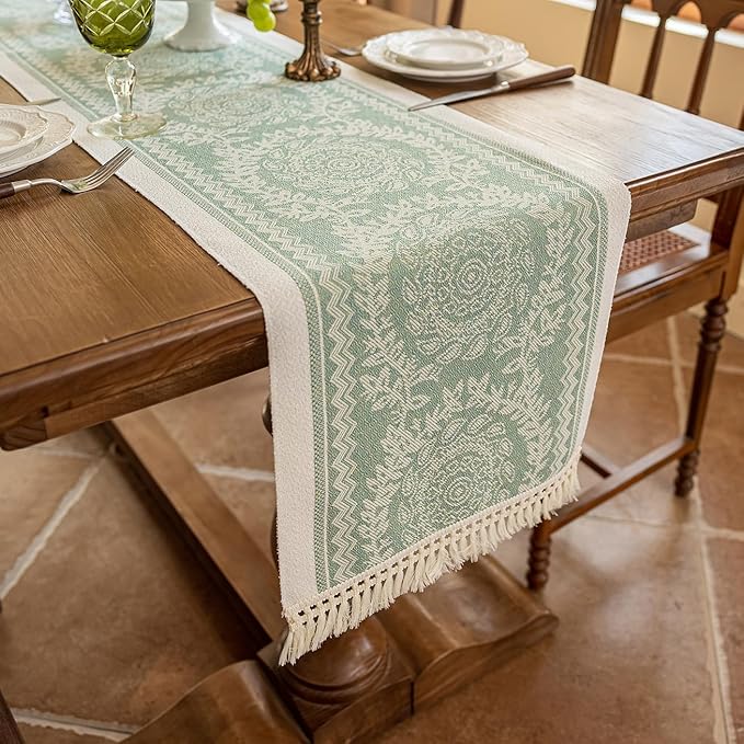 Table Runners 63 Inches,Waterproof Boho Table Runner with Tassel Fringe,Table Runner for Party Coffee Table