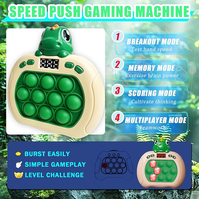 Dinosaur Quick Push Bubble Game,Pop Fidget Light up Puzzle Game Sensory Toys,Halloween Dinosaur Toys for Kids Boys Girls Toddlers Party Favor