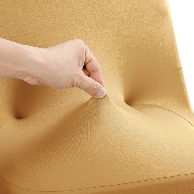 Peomeise Stretch Spandex Folding Chair Cover for Wedding Party Dining Banquet Event (Gold,6pcs)