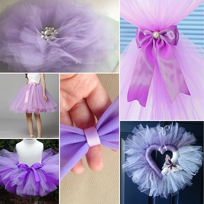 Lavender Tulle Fabric Rolls 54 Inch by 10 Yards Fabric Tulle Bolt for Wedding Decorations DIY Tutu Baby Shower Table Skirt Birthday Party Craft Supplies