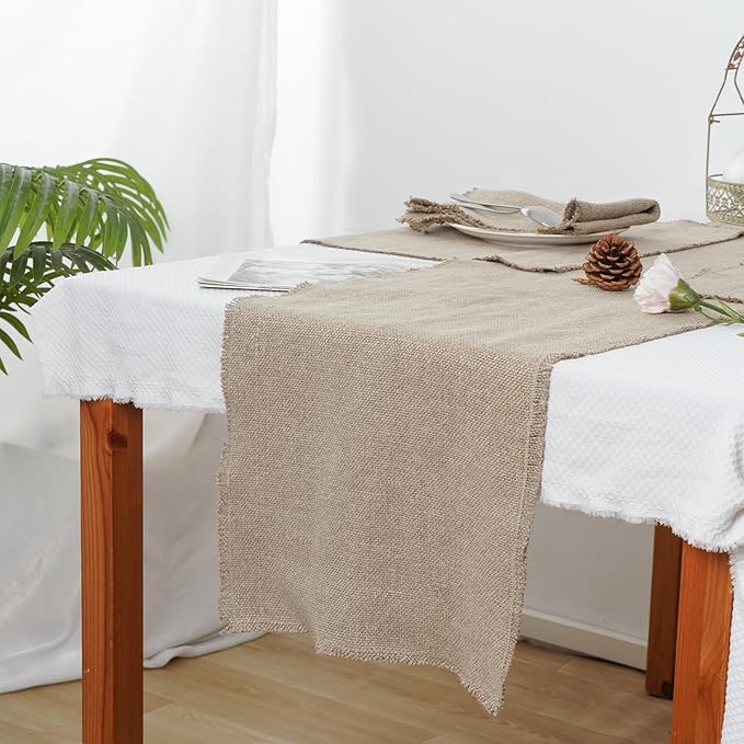 100% Pure Linen Table Runner 106 Inches Long-Super Thick Noble 14 x 106 Inch Cloth Dining Table Runner for Wedding, Parties, Everyday, Holidays