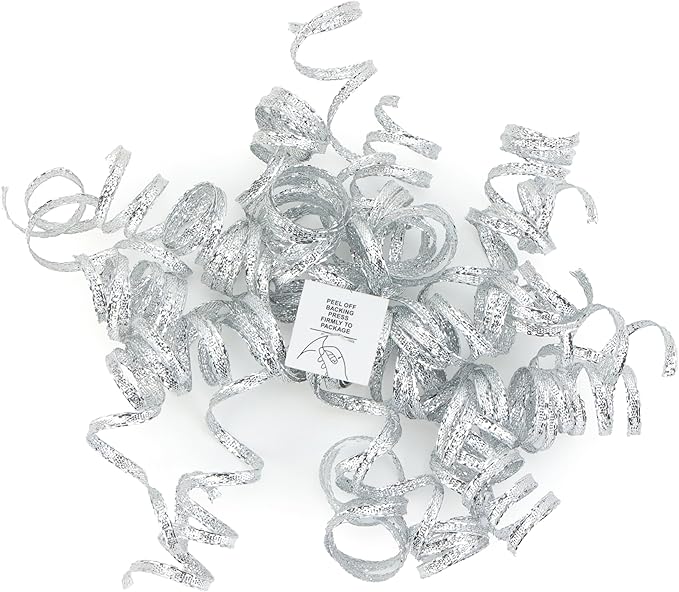 6" Metallic Silver Christmas Curly Ribbon Bows for Gift Wrapping Self Adhesive Gift Bows for Holiday Decor, Baskets, Birthday, Wedding, Presents, Party Favors Decorations 6 Counts