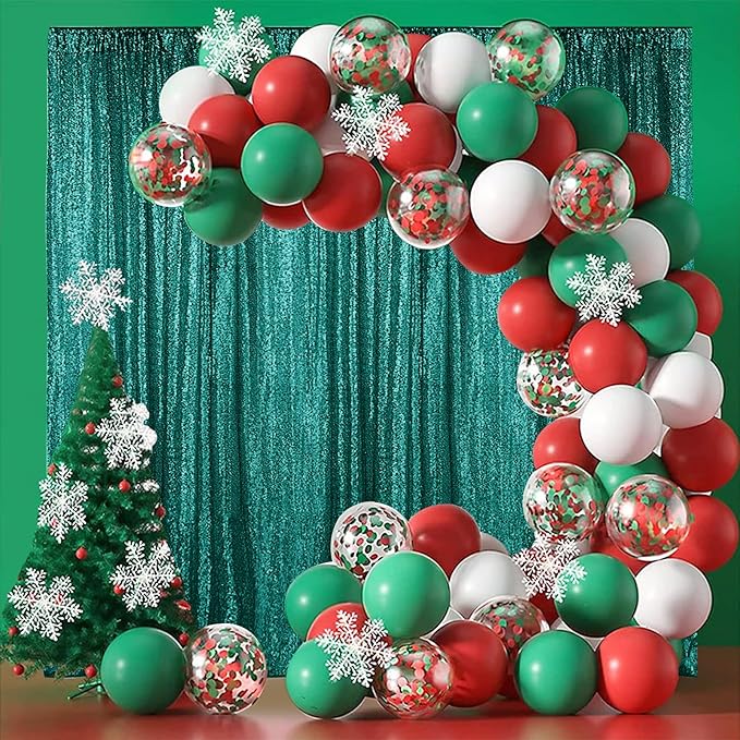Hahuho Hunter Sequin Backdrop Curtain, 4PCS 2FTx8FT Glitter Backdrop Curtain for Parties, Christmas, Wedding, Party Decoration（4 Panels, 2FT x 8FT, Hunter