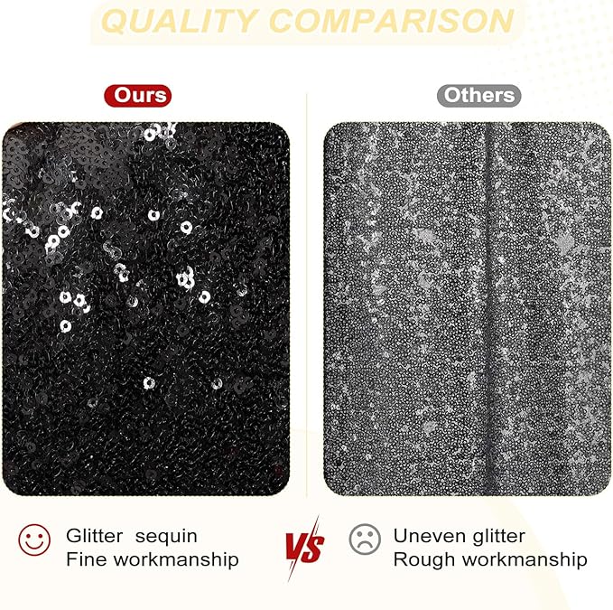 PartyDelight Black Sequin Backdrop 10Ftx10Ft Photography Curtain Special Events Party