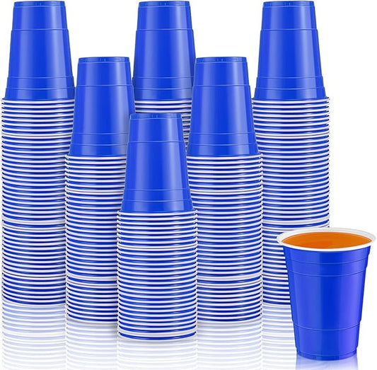 100 Pack 16 Ounce Halloween Plastic Party Cups Disposable Heavy Duty Drinking Water Cups for Holiday Christmas Festival Wedding New Year Party Supplies(Blue)