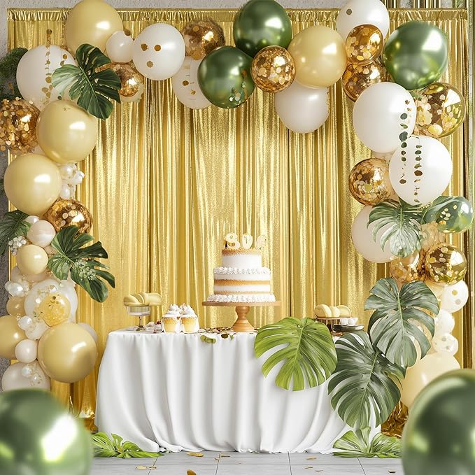 30x10 ft Wrinkle Free Gold Sequin Backdrop Curtain for Parties,Thick Not Fall Glitter Wedding Drape Backdrop,6 Panels 5x10ft Shimmer Photo Wall Back Drop Cloth for Graduation Photography Background