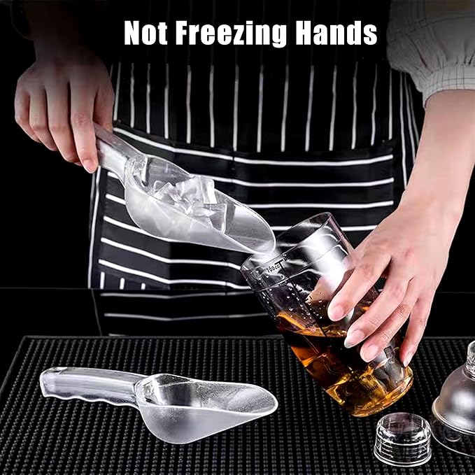 3PCS Clear Plastic Ice Scoop, 48 ounces Alec Ice Scoop, Kitchen Scoop for Ice Bucket Ice, Popcorn, Coffee Beans, Flour (48 oz.)