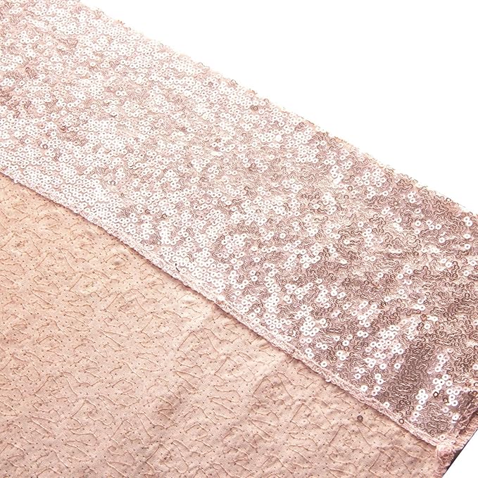 Juya Delight 6FT X 8FT Non-Transparent Sequin Photography Background Backdrop Curtain for Birthday Party Wedding Festival Ceremony (Rose Gold)