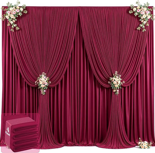 20ft x 12ft Burgundy Backdrop Curtains Wrinkle Free Backdrop Curtain for Wedding Parties Maroon Fabric Backdrops Drapes Back Drop Cloth Bridal Shower Stage Curtains Wedding Decorations for Reception