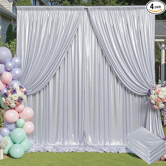 20x10 ft Wrinkle Free Silver Sequin Backdrop Curtain for Parties,Thick Not Fall Glitter Wedding Drapes Backdrop,4 Panels 5x10ft Shimmer Photo Wall Back Drop Cloth for Birthday Photography Background