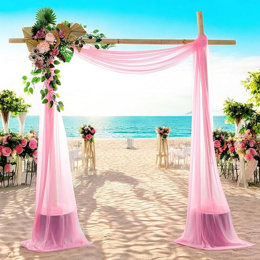 MDS Halloween Chiffon Draping Fabric - 1 Panel, 30" Wide x 20ft Long - Sheer Spooky Arbor & Canopy Drapery for Haunted House Backdrops, Party Ceilings, DIY Costumes & Themed Events - Coral
