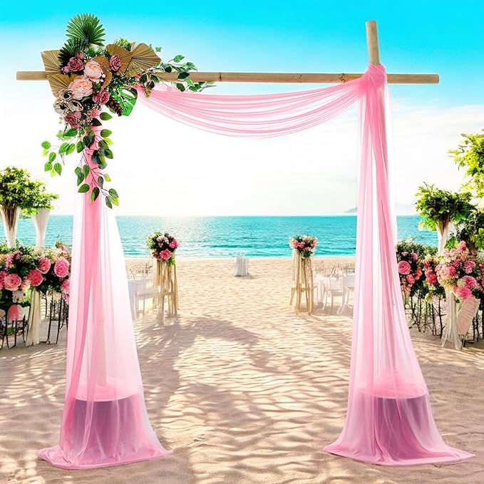 MDS Halloween Chiffon Draping Fabric - 2 Panel, 30" Wide x 30ft Long - Sheer Spooky Arbor & Canopy Drapery for Haunted House Backdrops, Party Ceilings, DIY Costumes & Themed Events - Coral