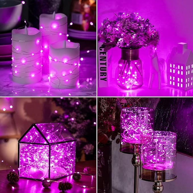HXWEIYE 6 Pack Pink Fairy Lights Battery Operated, 7ft 20LED Mini Fairy Mason Jar Light, Waterproof Firefly Starry Lights for DIY Wedding Party Bedroom Patio Christmas Décor