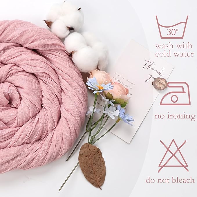 12 Pack Dusty Pink Cheesecloth Table Runner 10ft Boho Gauze Fabric Cheese Cloth Table Runner 35 x 120 Inch Rustic Sheer for Romantic Wedding Decor Baby Shower Party Table Centerpiece Decoration