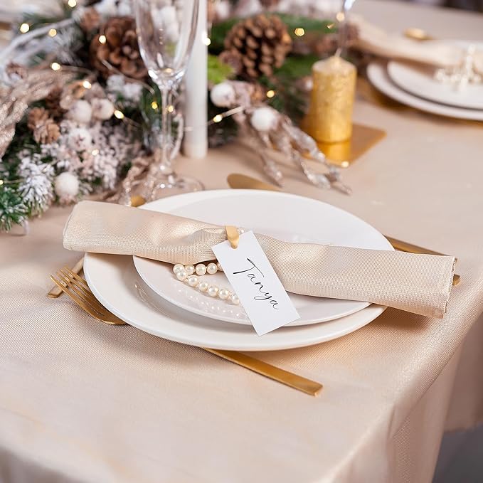 50 Pcs Name Place Cards for Table Setting Blank Wedding Place Cards with Satin Ribbon 1.57 x 3.54 Inch Hanging Gift Tags for Wedding Dinner Banquet Party Table Setting Supplies(Gold)