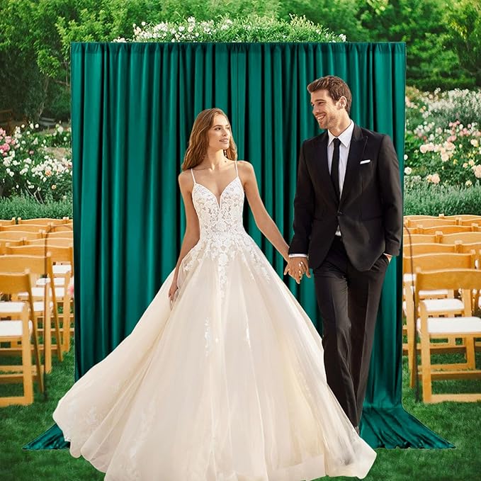 2 Panels Lake Green Backdrop Curtain, 10 x 10 Feet Background Curtains for Parties, Weddings, Baby Showers, Bachelorette Halloween, Christmas Birthday Party Photoshoot Backdrop Curtains Decorations