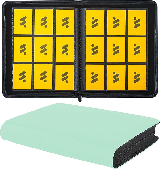 Card Binder 9 Pockets,Trading Card Binder Holds up to 864 Cards with 48 Sleeves,Zipper Card Holder Album Compatible with TCG Card/Game Cards/Sports Card