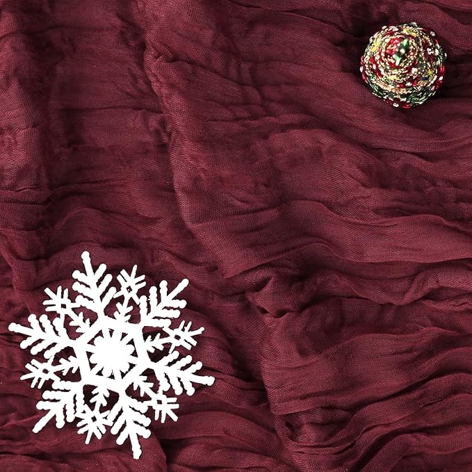 6 Pack Burgundy Table Runner Cheesecloth Gauze Red Table Runner 35x120 Inch Rustic Boho Cheese Cloth Sheer Runner for Wedding Baby Shower Bridal Shower Birthday Party Christmas Decorations