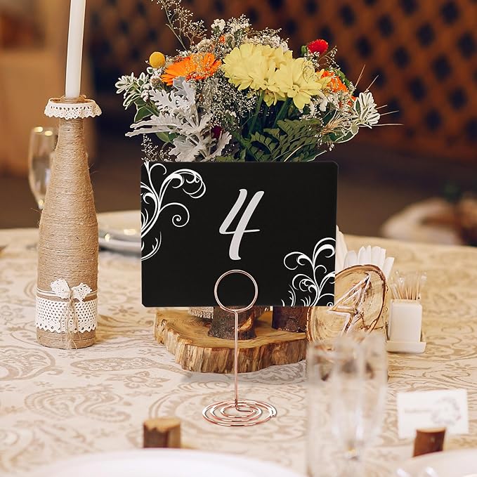 TecUnite 12 Pcs Mini Chalkboard Signs, 4"x3" Small Chalkboard Label with Metal Stand 2 Water Based Chalk for Food Buffet Tabletop Blackboard Sign for Party Bakery(Rose Gold,8.7 x 2.8 in)