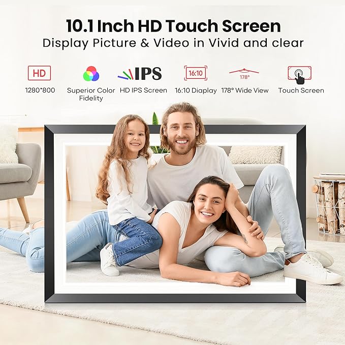 RCA 10.1" WiFi Digital Picture Frame, Electronic Photo Frames 32GB Storage, HD IPS Touch Screen WiFi Frame/Auto Rotate/Wall Mounted, Easy Setup in Uhale App to Share Photo/Video Anytime | (2 Pack)