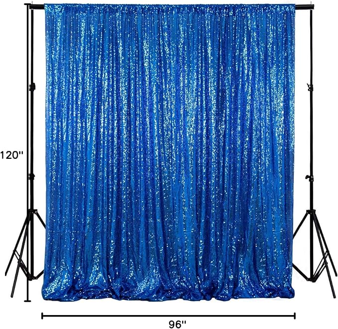 ShiDianYi Sequin Backdrop 8FTx10FT Royal Blue Sequin Wedding Backdrop Photo Backdrop Sequins Backdrops Curtains for Parties Fabric Backdrops Glitter Background for Pictures Shimmer Curtains Payette