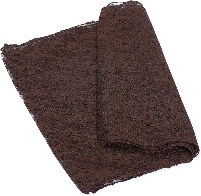 MDS Pack of 20 Wedding 12 x 108 inches Lace Table Runner for Wedding, Decorations for Birthday Parties, Banquets, Graduations, Engagements, and Runners fit Rectangle, Round Table- Coffee