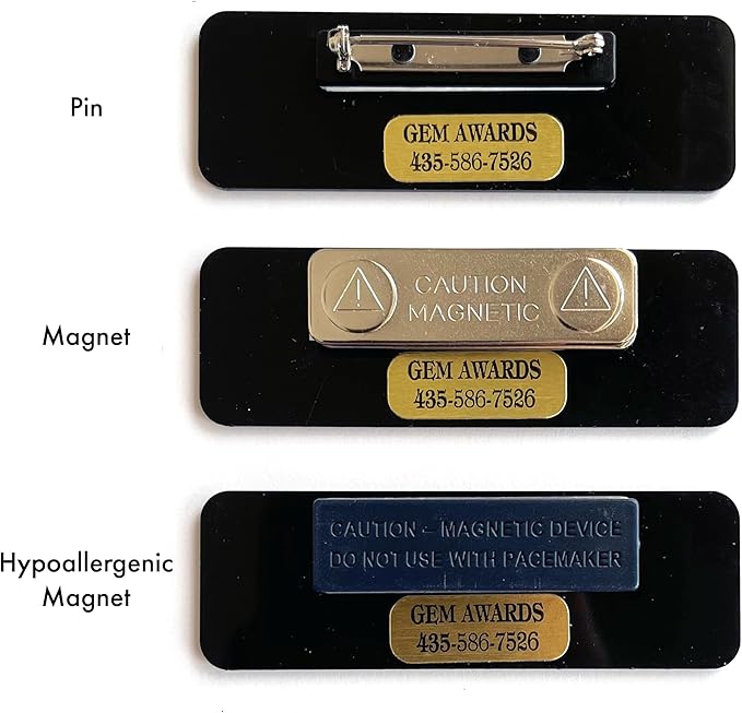 Custom Name Tags - Full Color Logo Name Tags - Scratch Resistant Metal Front & Hard Plastic Back (2 x 3 Inch, Silver)