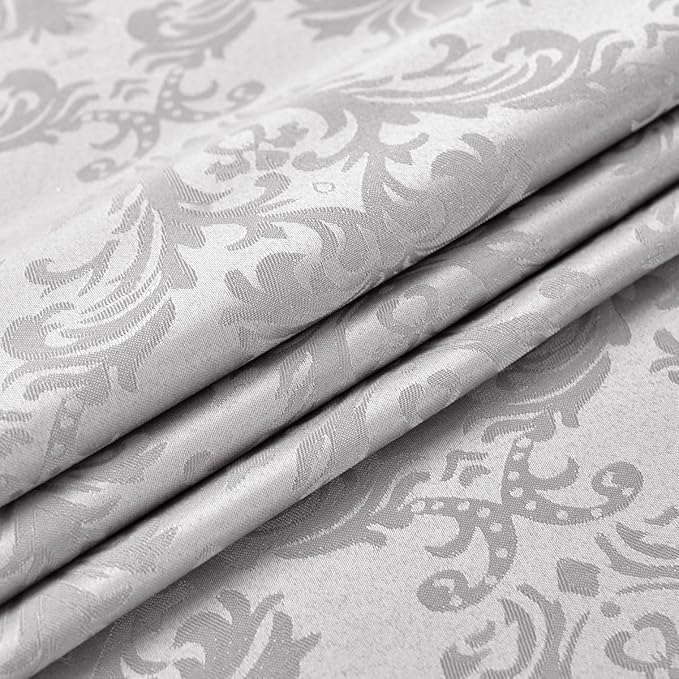 SASTYBALE Rectangle Tablecloth - 52 x 70 Inch Gray Damask Table Cloth Jacquard Design Spill Proof Wrinkle Resistant Waterproof Soft Polyester Oblong Table Cover for Kitchen Parties Tabletop
