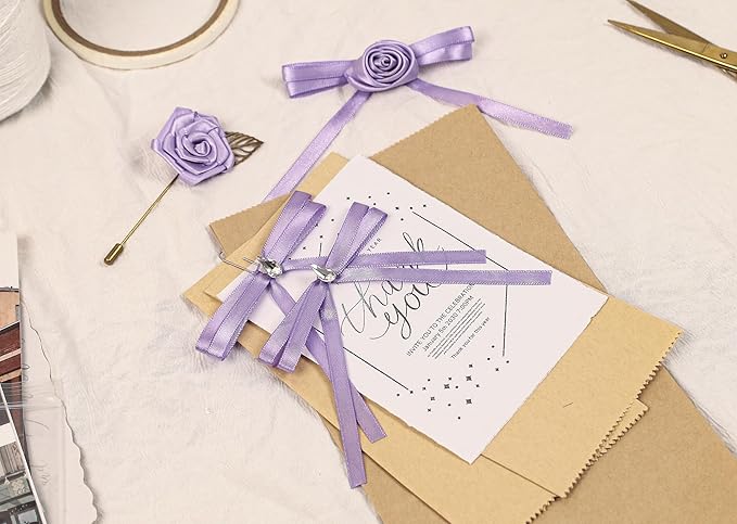 Lavender Satin Ribbon 1/4 inch X Continuous 100 Yards, Single Face Polyester Ribbon Perfect for Gift Wrapping, Flower Bouquet, Wedding Decor, Crafts, Bow Making, Sewing and More