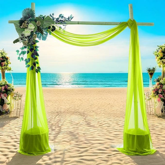 MDS Halloween Chiffon Draping Fabric - 1 Panel, 30" Wide x 50ft Long - Sheer Spooky Arbor & Canopy Drapery for Haunted House Backdrops, Party Ceilings, DIY Costumes & Themed Events - Parrot Green