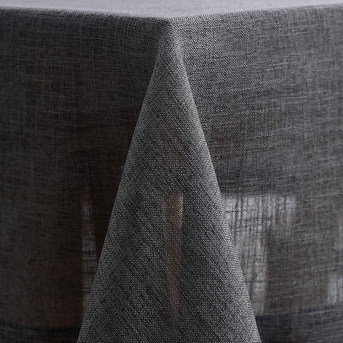 maxmill Flaxy Faux Linen Tablecloth with 2-Tone Slubby Texture Wrinkle Free Anti-Shrink Soft Table Cloth for Kitchen Dining Tabletop for Outdoor and Indoor Use Rectangle 60 x 84 Inch Charcoal