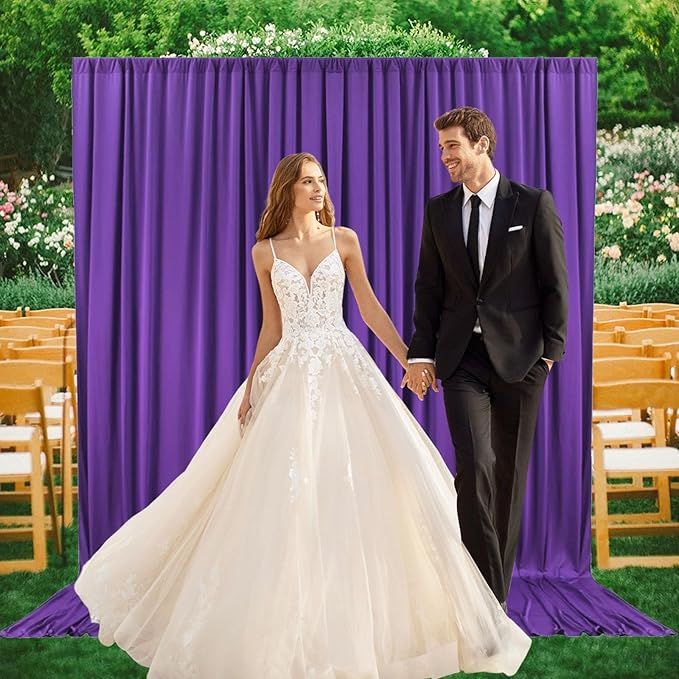 2 Panels Purple Backdrop Curtain, 10 x 10 Feet Background Curtains for Parties, Weddings, Baby Showers, Bachelorette Halloween, Christmas Birthday Party Photoshoot Backdrop Curtains Decorations