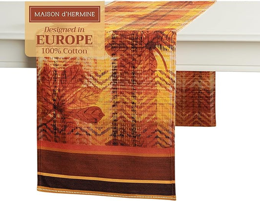 Maison d' Hermine Table Runner 100% Cotton Double Layer Table Runners 72 inches Long for Thanksgiving Christmas Decorations Home Kitchen Dining Party Wedding (Thanksgiving Tartan, 14.5" x 72")