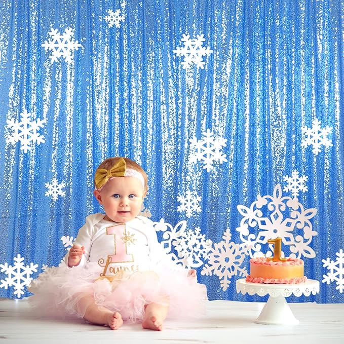 ShiDianYi Baby Blue Sequin Backdrop 8FTx10FT Photography Backdrops Light Blue Wedding Drapery Sequined Party Backdrop Curtain Shimmer Wall Baby Shower/Birthday Background