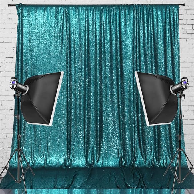 Eternal Beauty Teal Sequin Backdrop, 6x8 Ft Glitter Background Curtains for Shimmer Photography Party Wedding Birthday Back Drop Decor