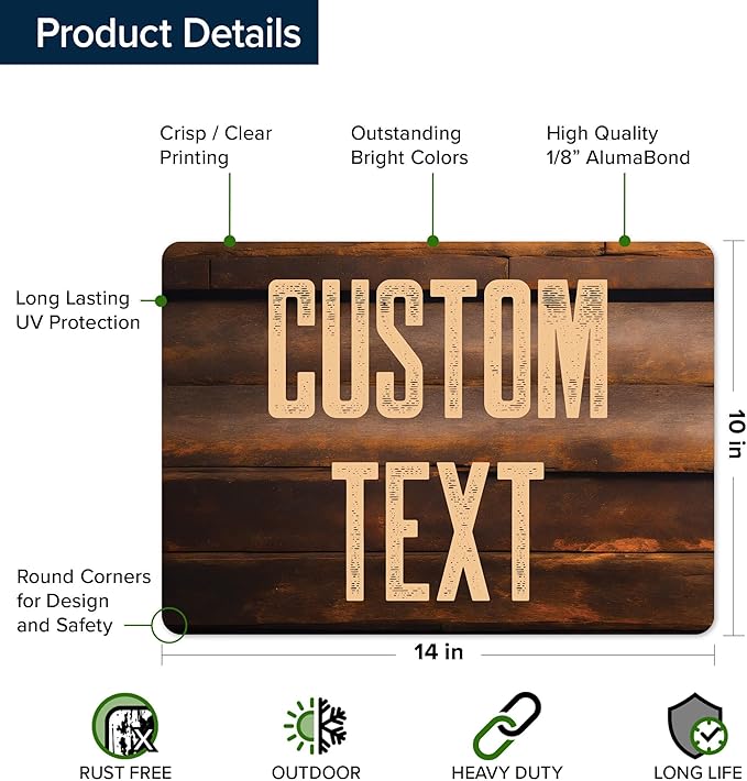 Custom Sign, Custom Street Sign, 11 Font Colors, 13 Font Styles, 4 Hole Options, 22 Sizes, 10x14 Inches, Rust Free DiBound, Fade Resistant, Made in USA by My Sign Center (Vintage Wood)