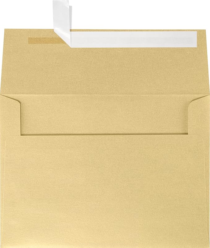 LUXPaper A7 Invitation Envelopes | Peel & Press | 5 1/4" x 7 1/4" | Blonde Metallic | 80lb. Text | 250 Qty