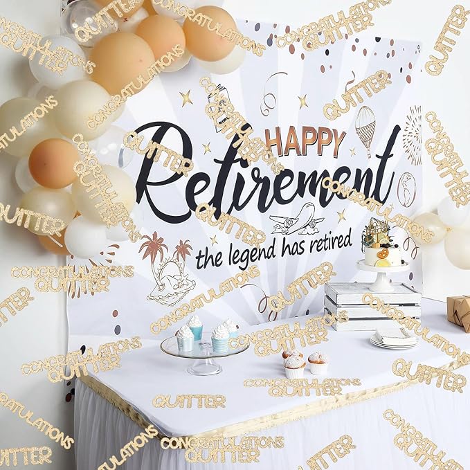 Congratulations Quitter Confetti, Champagne Gold Glitter Retirement Confetti for Table, Graduation Party Table Decor, Funny Retirement Party Table Scatters, Congrats Grad Going Away Party Supplies