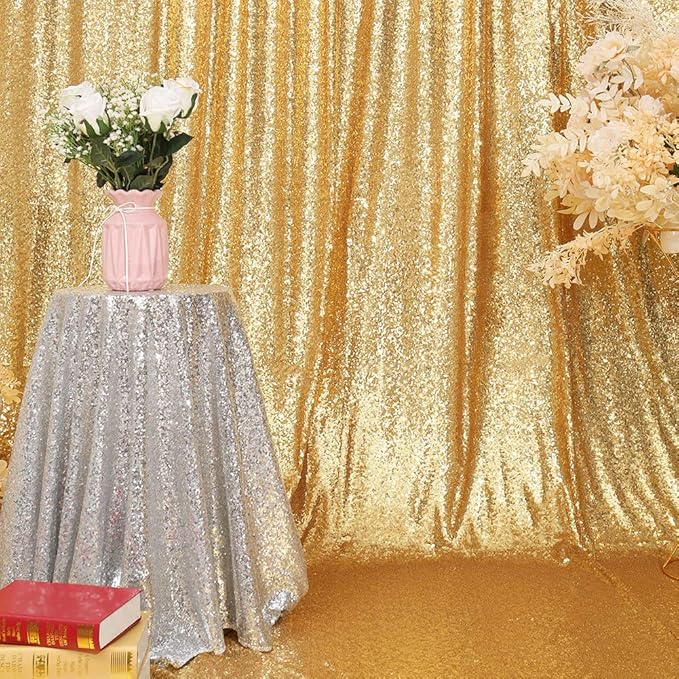 SquarePie Sequin Backdrop 6FT x 8FT Gold Background for Wedding Party