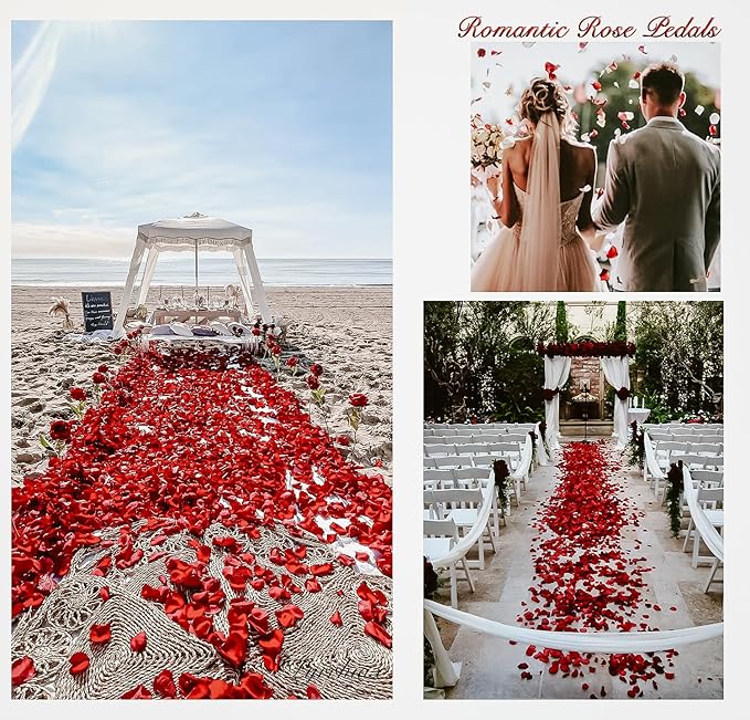 1000Pieces Rose Petals, Artificial Flower Petals Fake Rose Petals for Romantic Night,Wedding,Proposal Anniversary Flower Decorations (Milky White)
