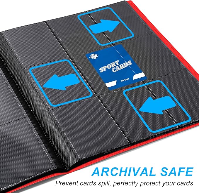 Trading Card Binder 9 Pocket, 360 Pockets Collectible Trading Card Album, Sports Card Binder for Standard Cards, Side Loading Card Folder for MTG Sports Baseball TCG Football Basketball Cards Red