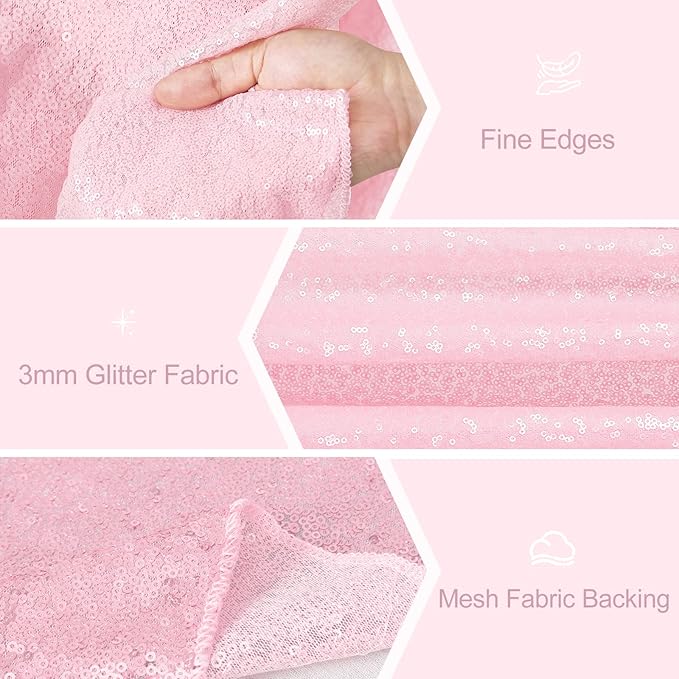 Pink Table Runners 10 Packs 12x108 Inches Glitter Table Runner Wedding Sequin Fabric for Birthday Bridal Baby Shower Engagement Party Decorations