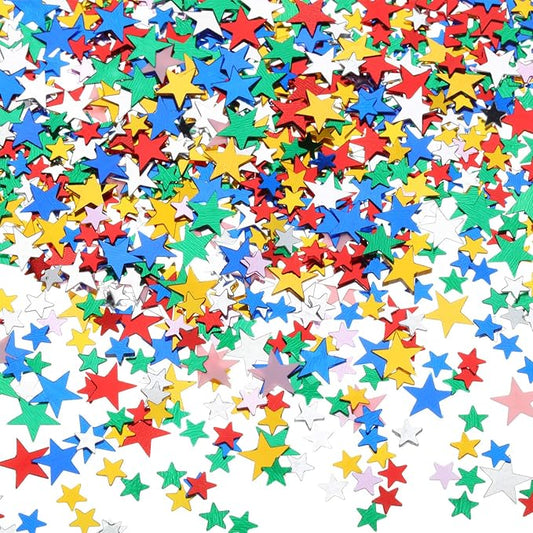 Hestya 60g Star Confetti Glitter Table Confetti Metallic Foil Stars for Party Wedding Festival Decorations(Multicolor,10mm and 6mm)