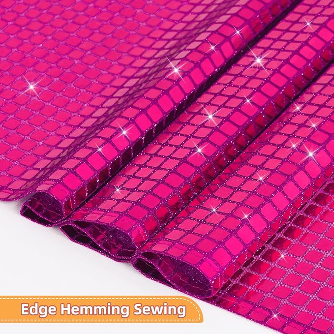 SquarePie Disco Table Runner Mirror Glitter Hot Pink Sequin Runner for 70s 80s Disco Dance Bachelorette Party Supplies Table Decorations (12x108 Inches ,2 Pack)