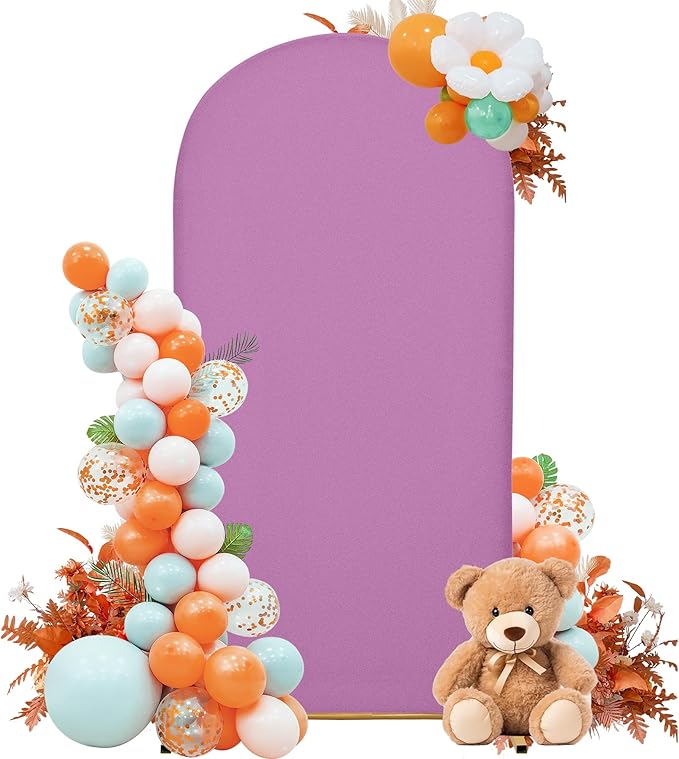 Wedding Arch Cover 7.2FT Arch Backdrop Cover Spandex Fitted Arch Cover for Round Top Chiara Backdrop Stand Covers for Wedding Birthday Party Baby Shower Banquet Ceremony Decoration, lilac