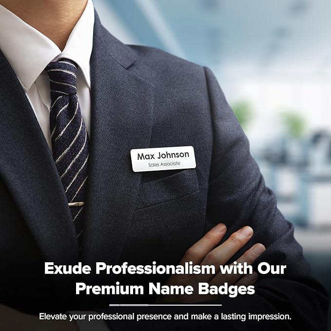 Name Tag, Magnetic White Name Tags, Personalized Name Tags, 1x3 Inches, Durable Engravable Impact Material, Made in The USA by My Sign Center
