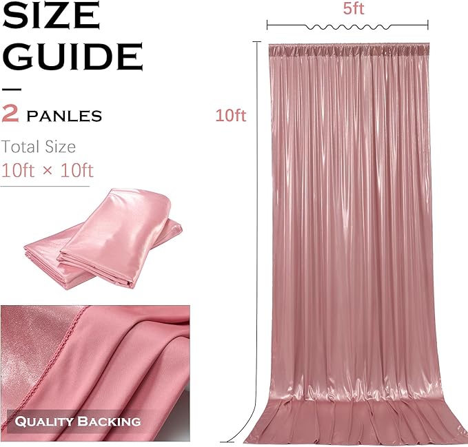PartyVillage 10x10FT Blush Rose Gold Sequin Backdrop Curtain -2 Panels 5x10FT Wrinkle Free Shimmer Back Drop Cloth, Glitter Backdrop Drapes for Photography, Birthday, Wedding, Graduation Background