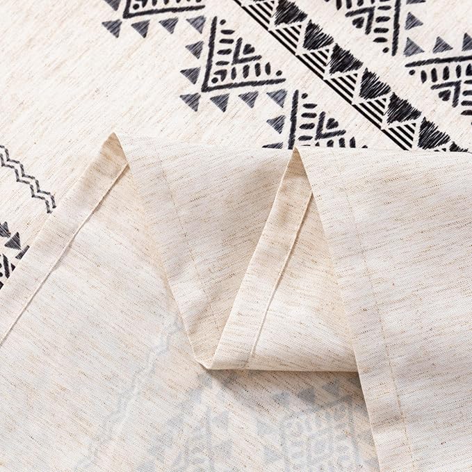 MYSKY HOME 60x120 Boho Rectangle Tablecloth Linen Farmhouse Tablecloth Waterproof Decorative Fabric Table Cloth for Kitchen Dining Bohemian Tablecloth for 8 Feet Table, Grey